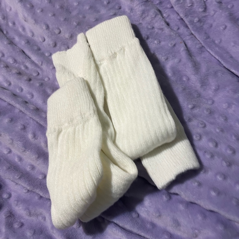 Capezio white thigh high leg warmers